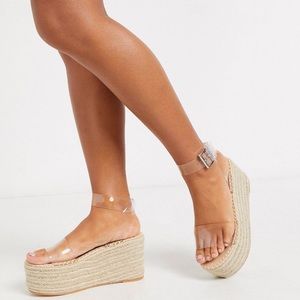NEW Public Desire Clear flatform espadrille sandal